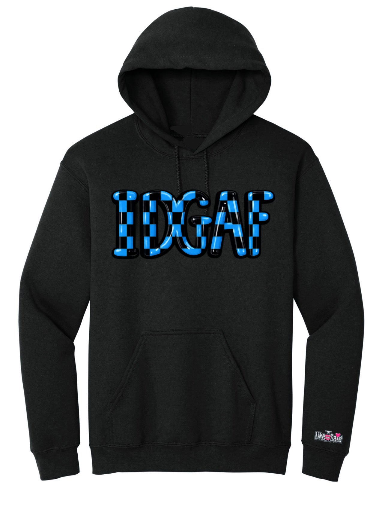 IDGAF Blue Checkered Hoodieđź’™