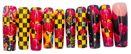 Checkered Baddie XL Press On Nail Set
