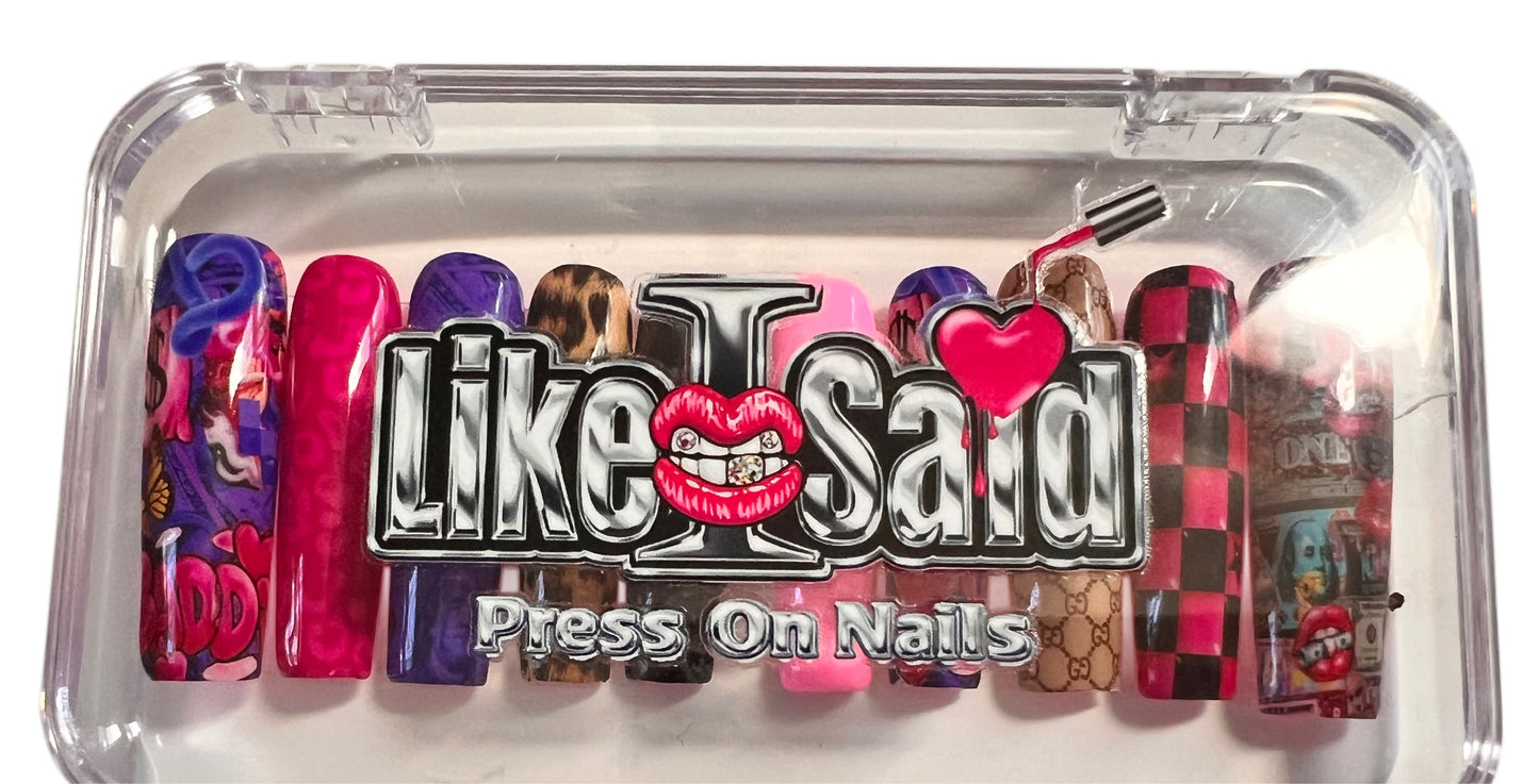 “Too Pretty 2 Text Back” XL Press on Nail Set