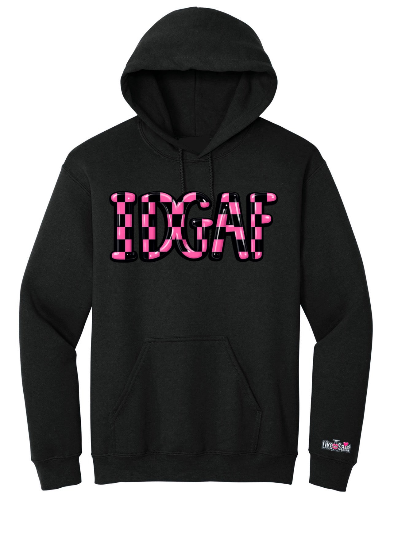 IDGAF Pink Checkered Hoodie🩷