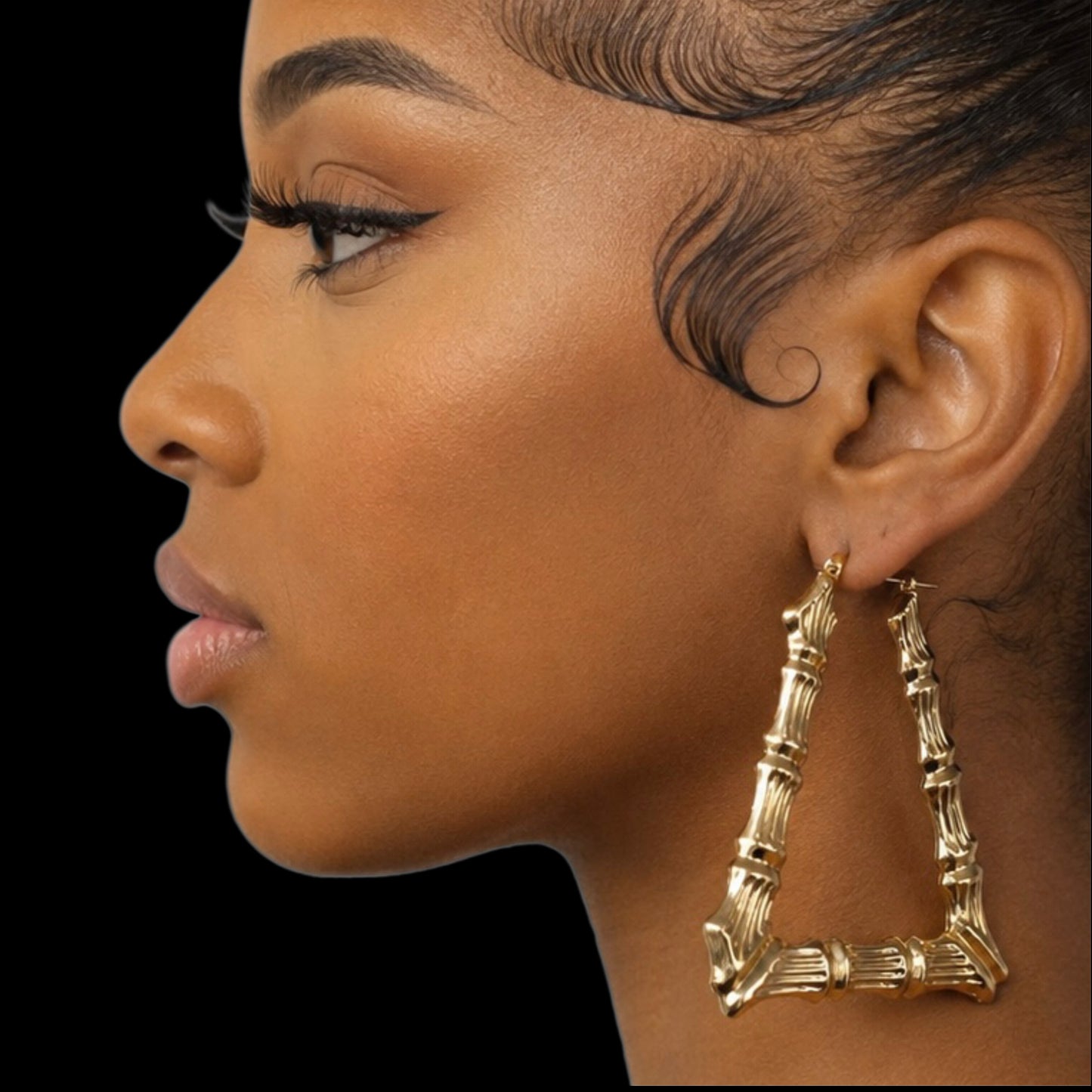 Gold Triangle Bamboo Earrings Oversized)