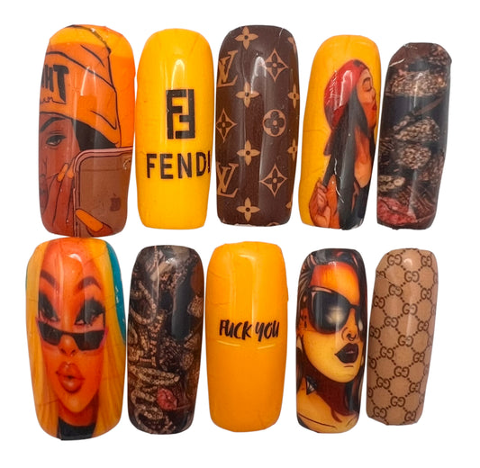 Yellow Lux Baddie Press On Nail Set