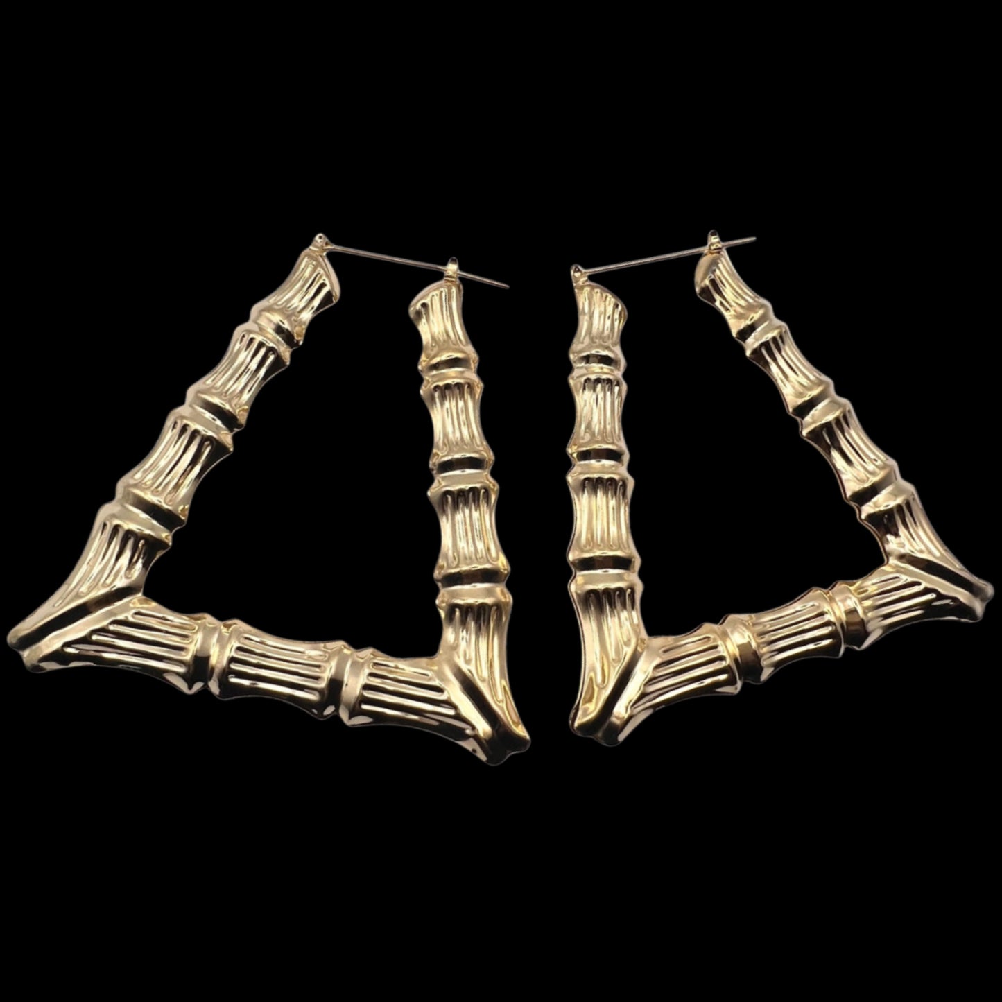 Gold Triangle Bamboo Earrings Oversized)