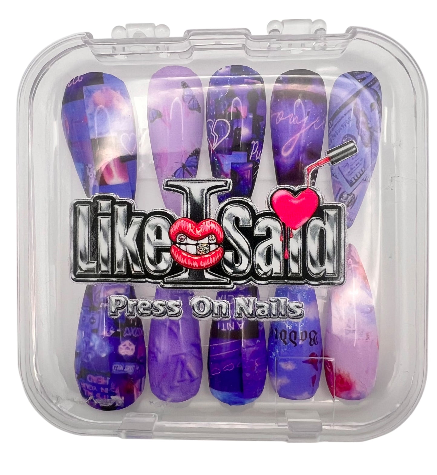 Purple Aesthetic Baddie Press On Nail Set