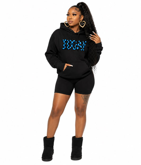 IDGAF Blue Checkered Hoodie💙