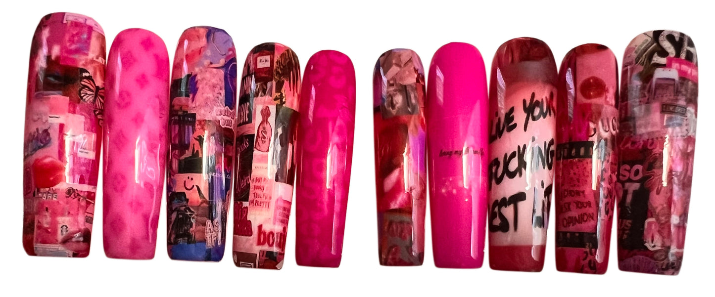 Pretty Heaux Luv Pink XL Press On Nail Set