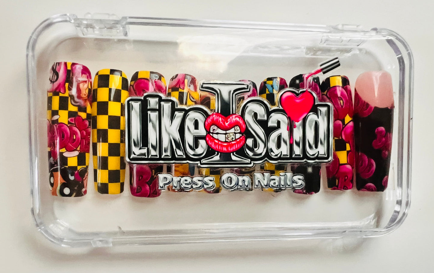 Checkered Baddie XL Press On Nail Set