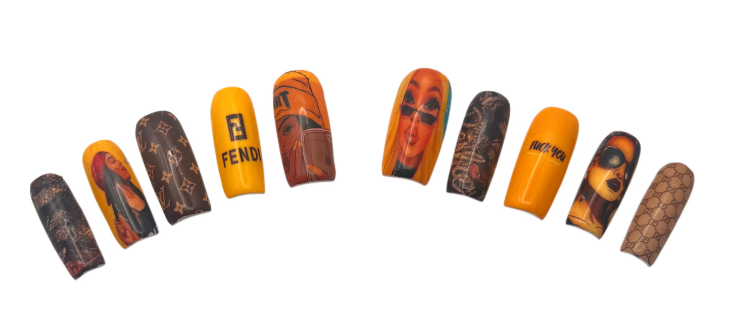 Yellow Lux Baddie Press On Nail Set
