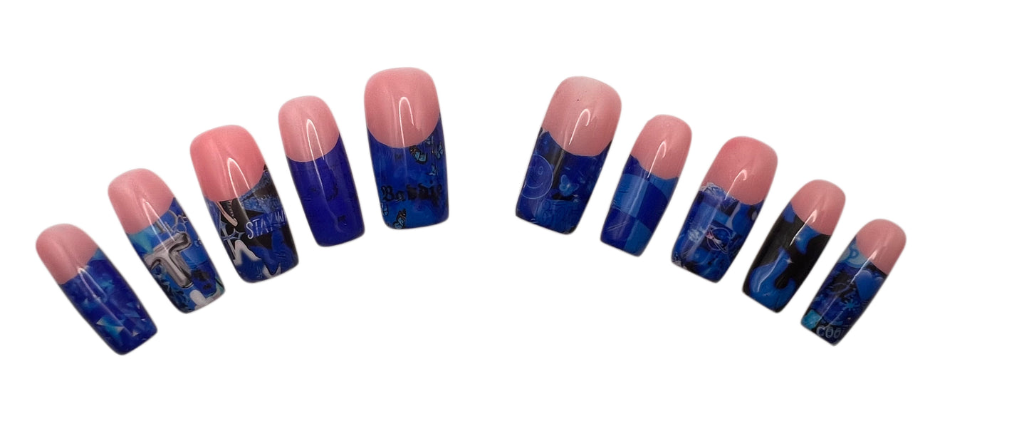 Blu Aesthetic French Tip Press on Nail