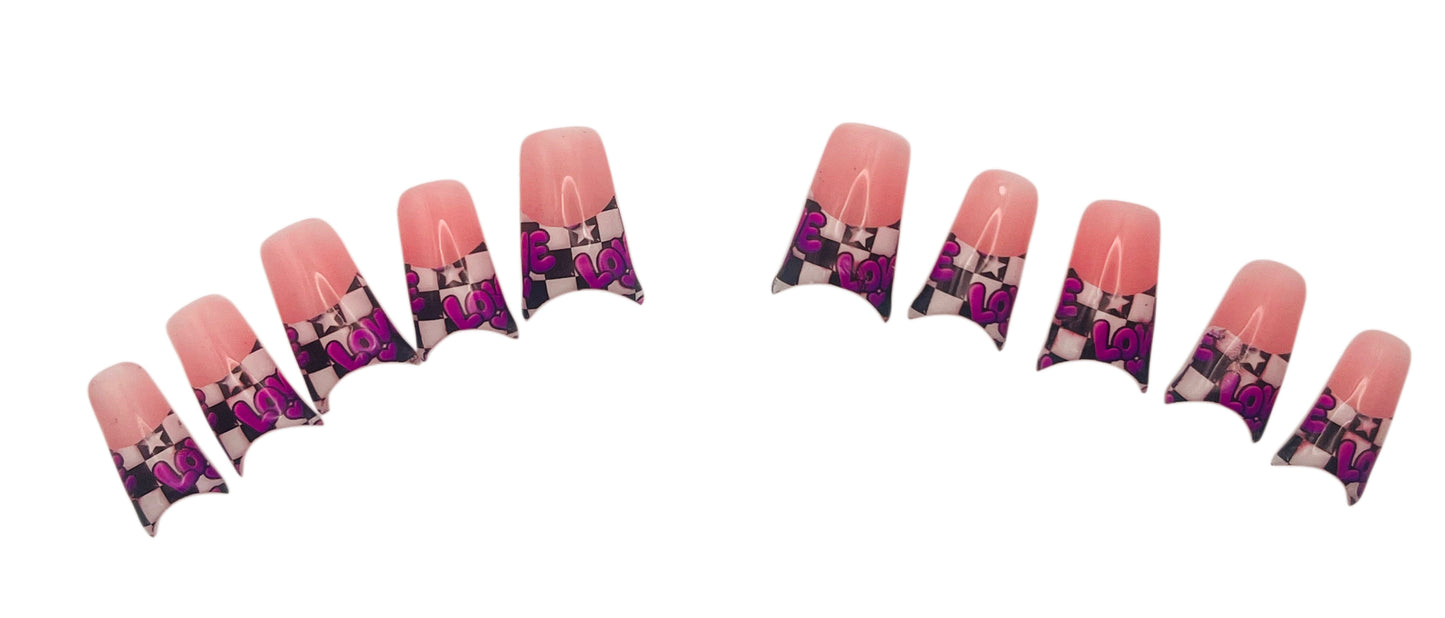 Checkered Luv Quack Press On Nail Set