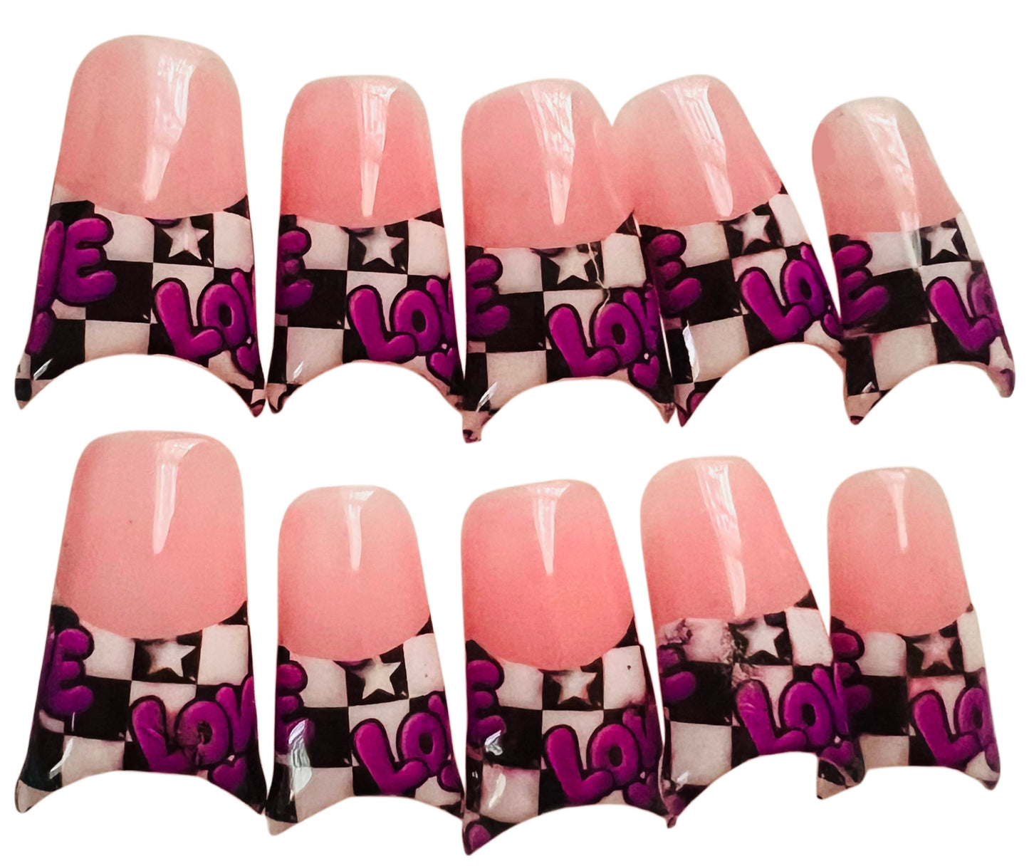 Checkered Luv Quack Press On Nail Set