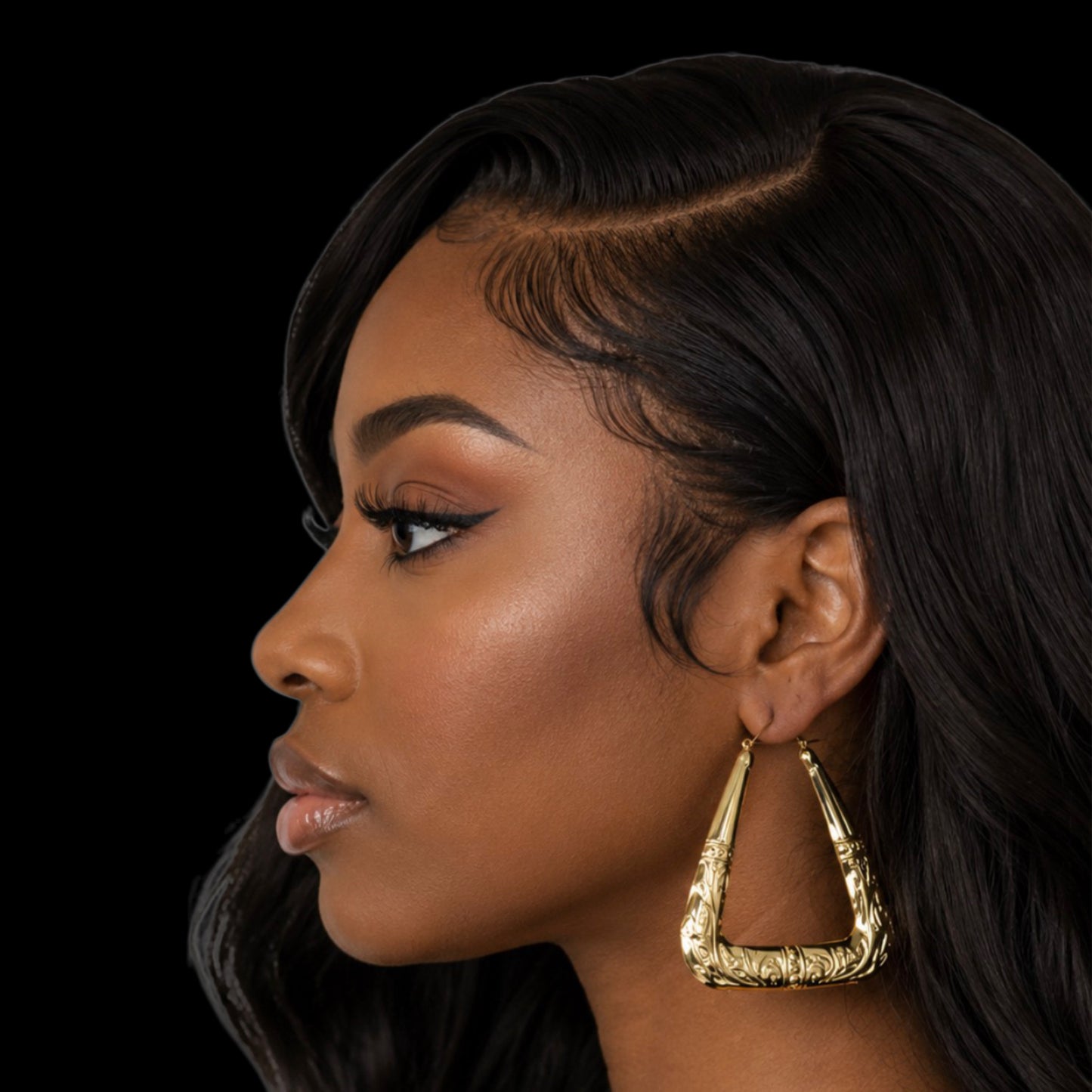 Curvy Triangles Gold Bamboo Hoop Earrings 🩷✨