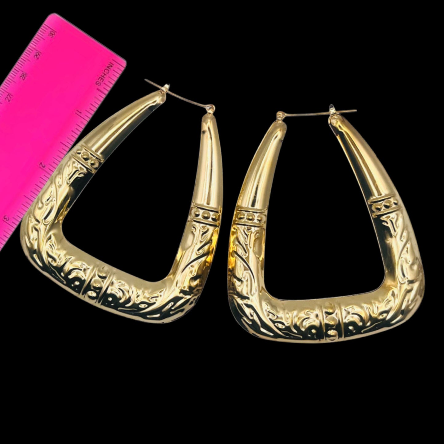 Curvy Triangles Gold Bamboo Hoop Earrings 🩷✨